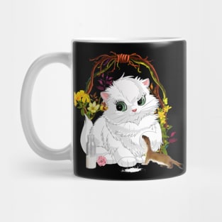 Sweet little cat with otter drinking milk Mug